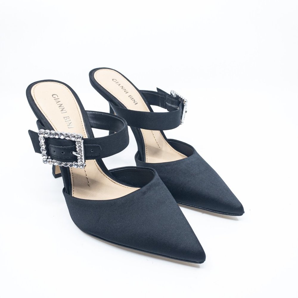 GIANNI BINI Black Satin Maleenah Mules Size 7 - G0222 - Picture 5 of 11